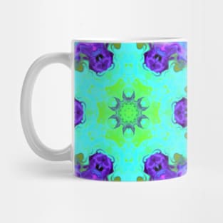 Psychedelic Mandala Flower Green Blue and Purple Mug